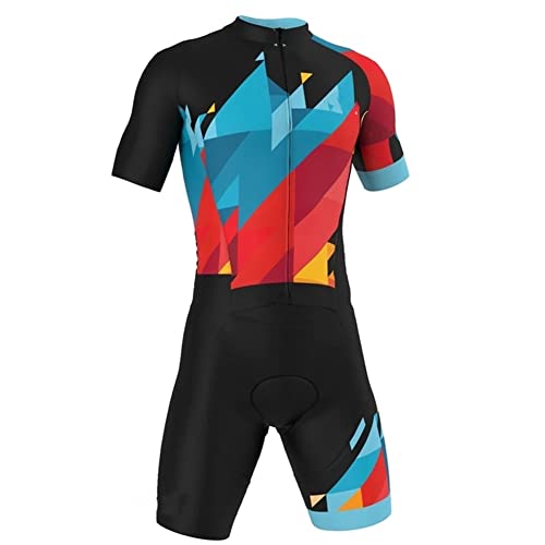 Herren Radfahren Jersey Set Sommer Triathlon Kurzärmelige Jumpsuit Mountainbike Schnelltrocknendes Schwitzen-Dicking, Lycra-Stoff (Color : 05, Size : L)