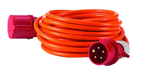 Alargador trifásico AC 16 A Hedi 10 m. cable armado Hedi Plus 5G1,5, color naranja, IP44