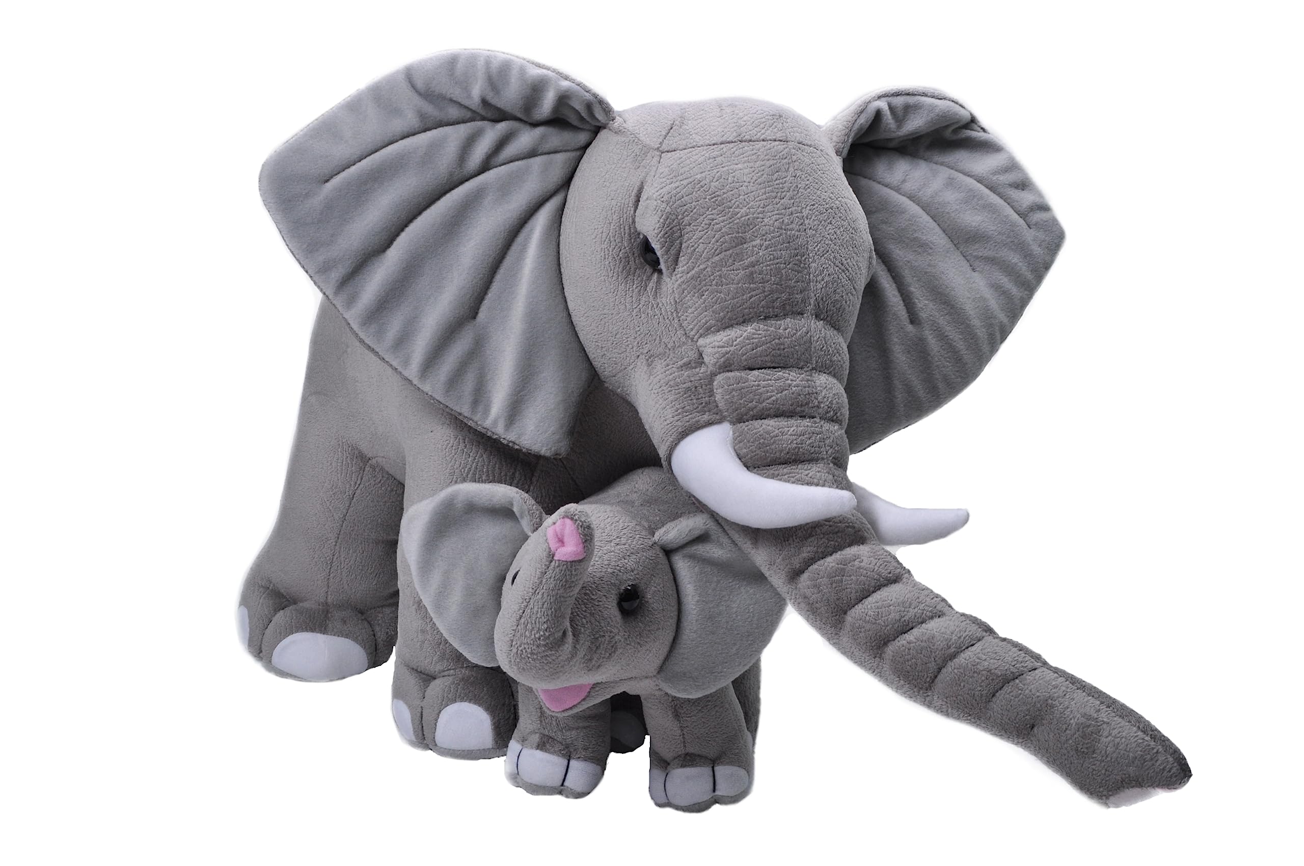 Wild Republic Mom and Baby Jumbo Elefant, Großes Kuscheltier, 76 cm, Geschenkidee für Kinder, Kuscheltier mit Baby, Riesen-Stofftier aus recycelten Wasserflaschen