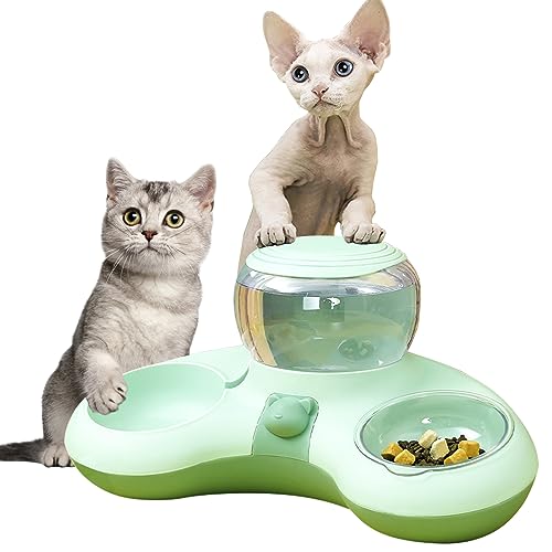 Katzennäpfe für Futter und Wasser - Abnehmbare Hunde- und Katzennäpfe mit automatischem Wasserspender,Rutschfester, stressfreier Futternapf für Haustiere, doppelte Futternäpfe für Katzen, Holdes