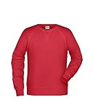James & Nicholson Herren Raglan Sweatshirt - Sweatshirt im Raglanschnitt aus Bio-Baumwolle | Farbe: red | Grösse: M