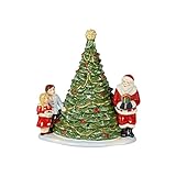 Villeroy und Boch Christmas Toy's Santa am Baum, dekorative Figur aus Hartporzellan, Wachs, grün/bunt, 20 x 17 x 23 cm