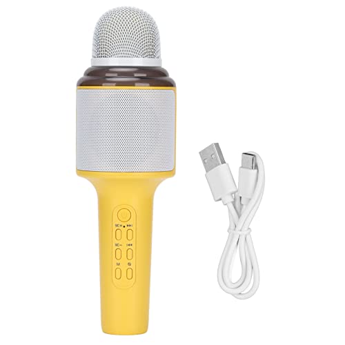 Drahtlose Mikrofone, Bluetooth-Mikrofon mit Lautsprecher Handmikrofon-Lautsprecher-Maschine für Kinder-Erwachsene-Home-Party, Karaoke-Mikrofon, Geschenke für Jungen Mädchen(Gelb)