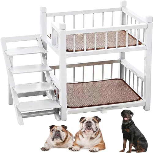Haustierbett Hunde-Etagenbett, klein, abnehmbares Doppellagiges Haustierbett mit Treppe für kleine, mittelgroße und große Hunde (S, M, L, XL)