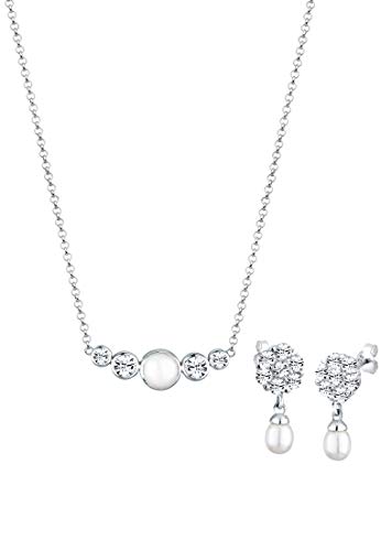 Elli Schmuckset mit Perle und Swarovski Kristalle 925 Silber