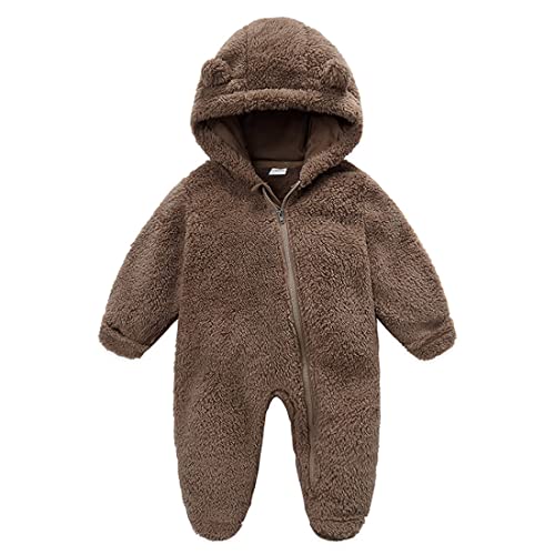 Fairy Baby Baby Snowsuit, Newborn Baby Hooded Footed Romper Fleece Snowsuit Cartoon Flannel Zipper Jumpsuit Thin Fall Winter Outfits