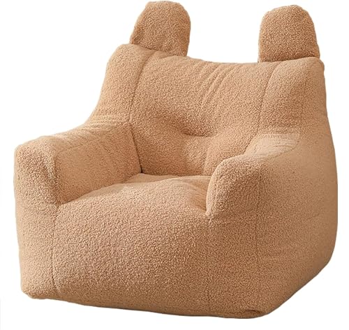 DTLEO Sitzsack-Lazy-Sofabezug (ohne Füllstoff), hochwertiger, weicher Teddy-Fleece-Stoff, Lazy-Sofa-Sitzsackbezug für Kinder und Erwachsene Kaninchen-Fluff-Imitation,Light Brown,L