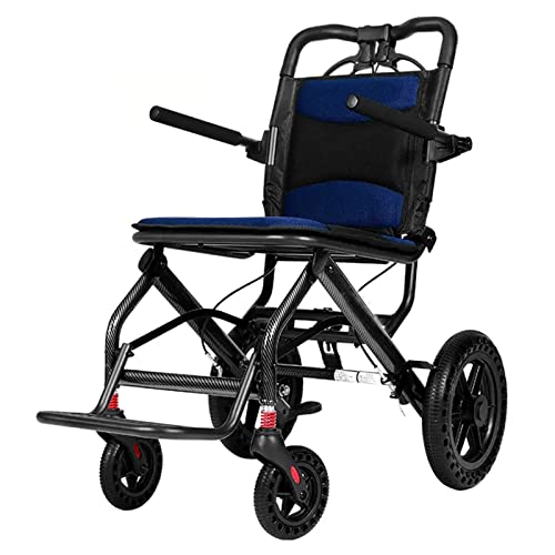 Faltbar Leicht Rollstuhl mit Stoßdämpfung, Ultraleicht Aluminium Rollstühle, Reiserollstuhl für zu Hause und Unterwegs, Transportrollstuhl, Sitzbreite 41 cm