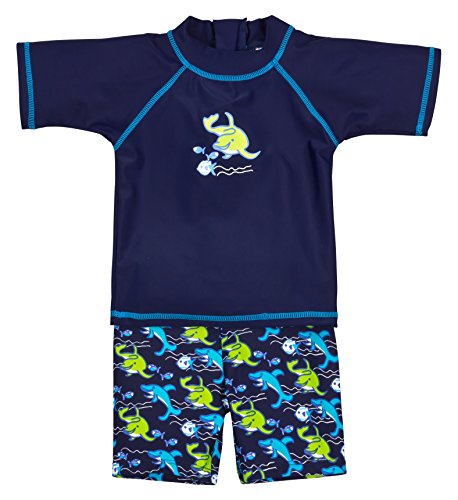 Landora® Baby- / Kleinkinder-Badebekleidung 2er Set mit UV-Schutz 50+ und Oeko-Tex 100 Zertifizierung in blau; Größe 98/104
