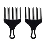 Haarstyling-Werkzeuge 2 Stück Haarentwirrungskamm Afro-Pick-Friseurkamm Kamm Breitzahn-Haarflechtwerkzeuge Kämme aus Holz (Color : Nero, Size : Size 2)