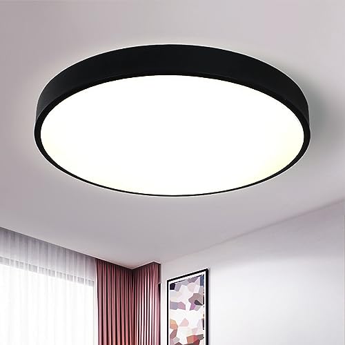 Style home 36W Deckenleuchte ultraslim LED Deckenlampe Ø40x2,5cm, voll dimmbar mit Fernbedienung 3000~6000K, runde Lampe für Wohnzimmer Schlafzimmer Büro Küche Diele Flur (Schwarz)