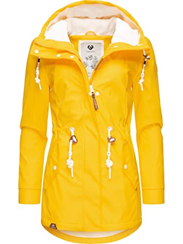 Ragwear Damen Übergangsjacke Outdoor-Jacke Regenjacke Monadis Rainy Intl. Yellow Gr. S