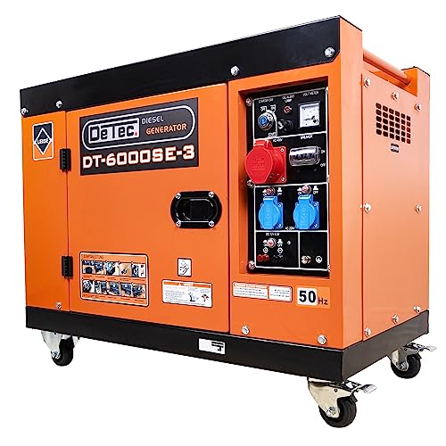 DeTec. 3-Phasen Diesel Generator Notstrom Aggregat DT-6000SE-3 230V 5.5 kW max. Leistung, mit Rollen