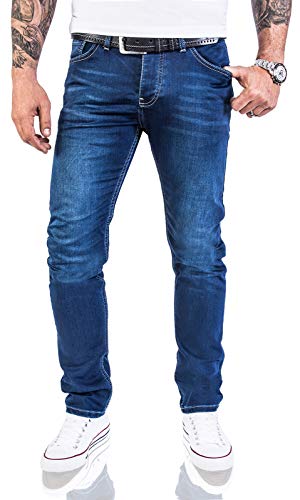 Rock Creek Designer Herren Jeans Hose Stretch Jeanshose Basic Slim Fit [RC-2115 - Blue Denim - W29 L30]