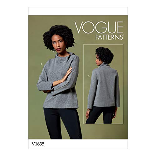 Vogue V1635Y Schnittmuster Easy Damen Stehkragen Hemd Schnittmuster Gr.32-42 Weiß
