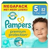 Pampers Premium Protection Größe 5, Windeln x 82, 11 kg – 16 kg, unsere Nr. 1 für Komfort und Schutz empfindlicher Haut