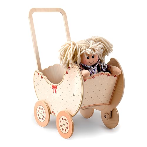 Dida - Der Puppenwagen Aus Holz Dekoration Schleife ist EIN Holzpuppenwagen Zum Schieben Der Puppen Der Kleinkinder. Der Spielwagen Ist Ideal Für Kindergarten und Zu Hause