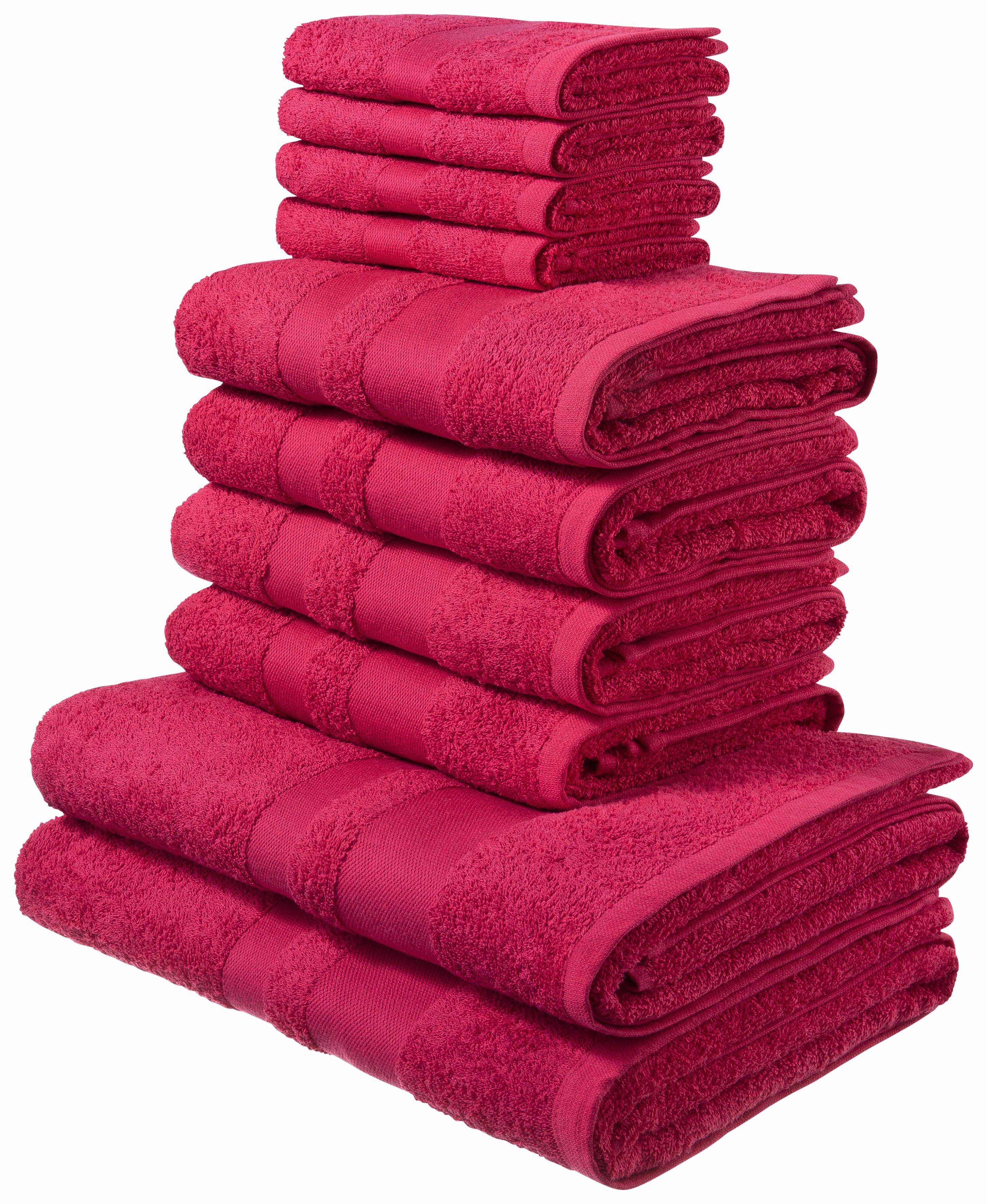 my home Handtuch Set "Vanessa", Set, 10 tlg., Walkfrottee, Handtücher mit Bordüre, einfarbiges Handtuch-Set aus 100% Baumwolle