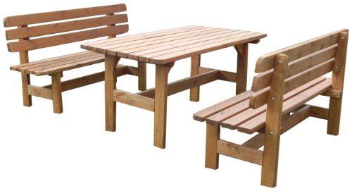 GASPO Gartenmöbel-Set "Kitzbühel" | Tisch & zwei Bänke aus massivem Kiefernholz | ideal für Garten und Terasse
