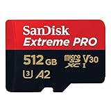 SanDisk 512 GB Extreme PRO microSDXC-Karte + SD-Adapter + RescuePRO Deluxe, bis zu 200 MB/s, mit A2 App Performance, UHS-I, Class 10, U3, V30