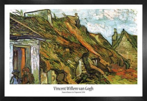 1art1 Vincent Van Gogh Poster und MDF-Rahmen - Bauernhäuser In Chaponval, 1890 (91 x 61cm)