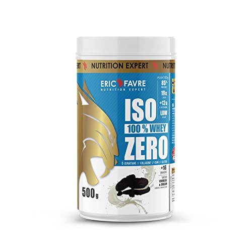 ISO WHEY ZERO 100% - Reines Whey Proteins Iso - Schmackhaft für den Aufbau von Muskelmasse - Schnell assimilierbar - Glutenfrei - 500 g - Französisches Labor Eric Favre - Cookies & Cream