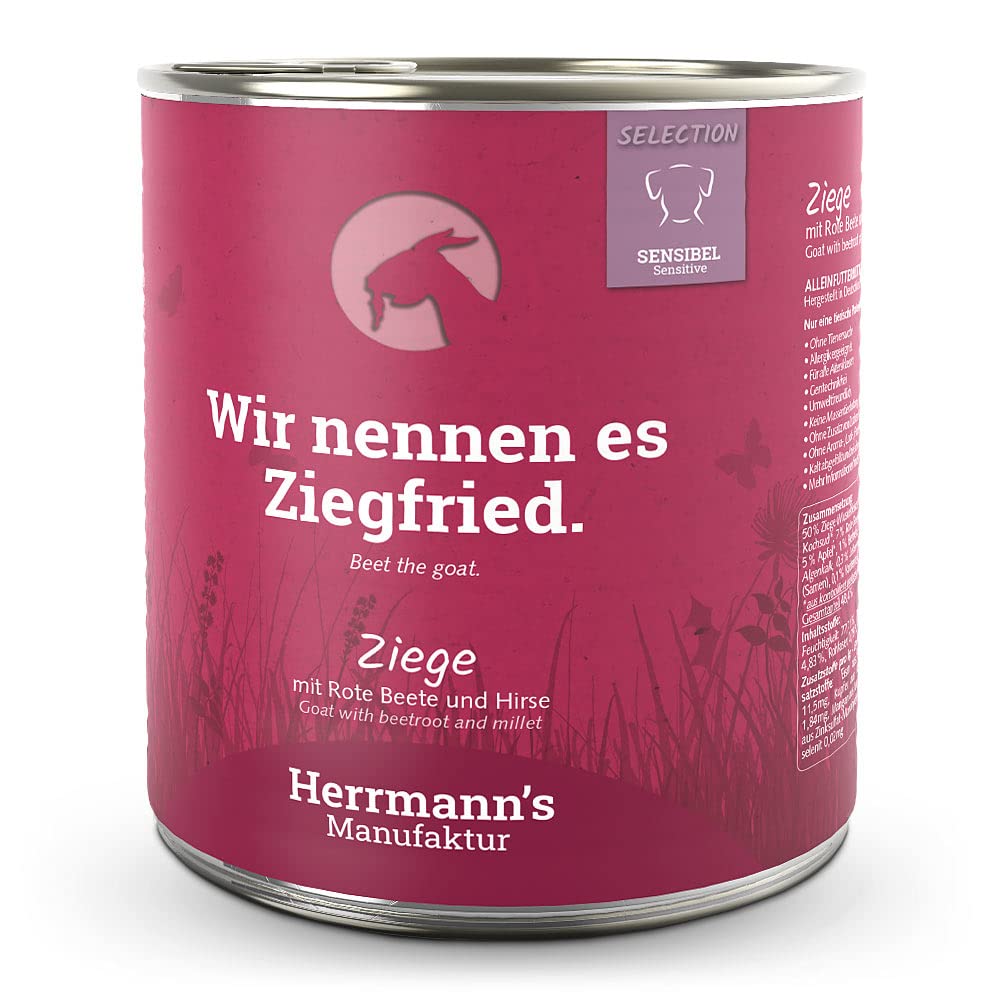 Herrmann's - Selection Sensibel Ziege mit rote Beete und Hirse - 6 x 800g - Nassfutter - Hundefutter