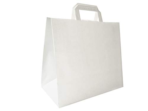 Carte Dozio Shopper aus Kraftstoff mit quadratischem Boden, Weiß, flacher Griff, 32 + 17 x 29 cm, 25 Stück