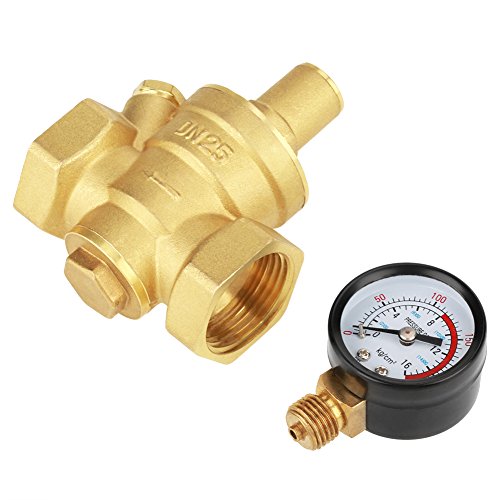 Druckregler, Einstellbar DN25 Messing Wasserdruckregler Wasserdruckminderer mit Manometer