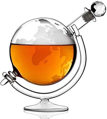 Weinkaraffe Großer Globus Dekanter 1000Ml Glas Weltkarte Globus Whisky Dekanter Weinkaraffe Auf Wiege Mundgeblasenes Geätztes Glas Getränke Karaffe Für Tequila Alkohol Ideen