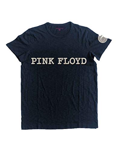 Pink Floyd T Shirt Dark Side of The Moon Applique Logo offiziell Herren Blau S