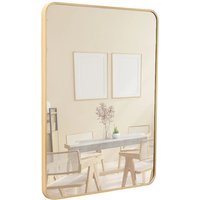 Terra Home Wandspiegel - Rechteckig, 60x80 cm, Gold, Modern, Metallrahmen Spiegel - für Flur, Wohnzimmer, Bad oder Gaderobe