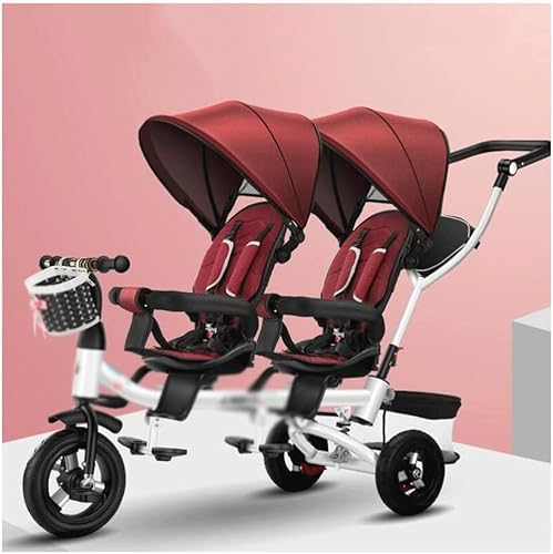 Doppel-Kinderwagen, leichter Doppel-Kinderwagen, Kinderwagen, Pedal-Dreirad, Drehsitz, nebeneinander, Kinderwagen für tägliche Ausflüge