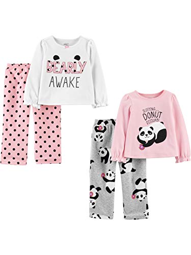 Simple Joys by Carter's 4-Piece Pajama (Poly Top & Fleece Bottom) Pyjama-Set, Panda/Punkte, 5 Jahre
