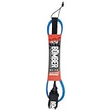 Surf Repair Co. Bomber Premium Surfboard Leash | High Strength PU Cord, Tangle-Free Leash with Double Swivel System, Straight Legrope for All Types of Surfboards & Paddleboards (Blue-Clear, 3')