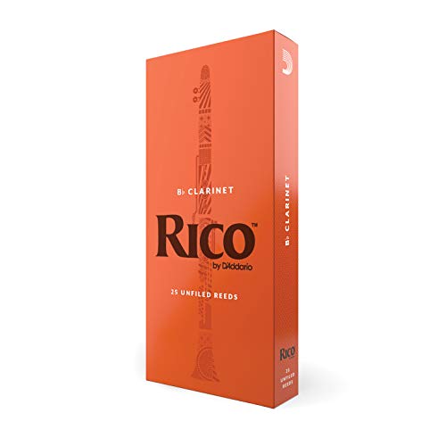 Rico by D'Addario Bb-Klarinettenblätter | Hochpräzise gefertigt | Böhm | Klarinettenblätter 2 Stärke | 25er-Packung | Warmer voller Ton | Angenehmes Spielgefühl
