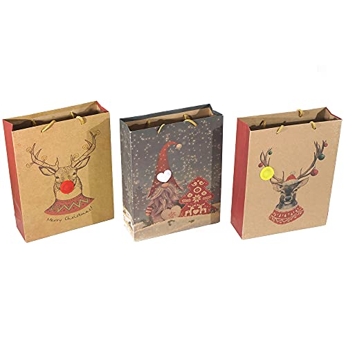 Geschenktüten Weihnachten mit LED Licht 26 x 32 (B/H) ODER -23 x 18 cm Geschenktaschen - Geschenkverpackung - Beleuchtete Geschenktüten (12 Stück, Größe 23 x 18 cm)