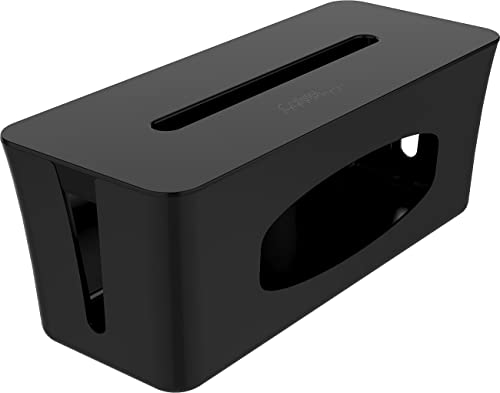 Callstel Kabelorganizer: Kabelbox groß, 40x15,5x16,5 cm mit Ladesteckplatz im Deckel, schwarz (Kabel Organizer Box)