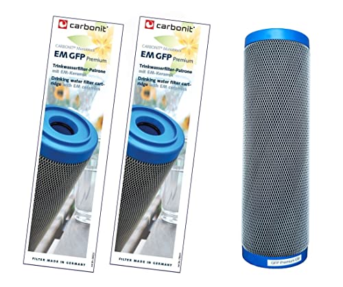 Neuheit: 2 x Prime Invention Wasserfilter GFP Premium EM Filterpatrone 0,4 µ mit mehr Aktivkohle und EM-Keramik