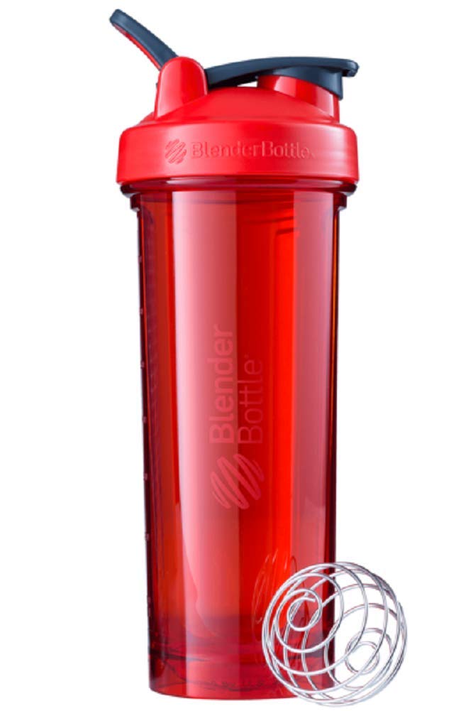 BlenderBottle Pro32 Tritan Trinkflasche mit BlenderBall, optimal geeignet als Eiweiß Shaker, Protein Shaker, Wasserflasche, BPA frei, skaliert bis 700 ml, Fassungsvermögen 940 ml, rot