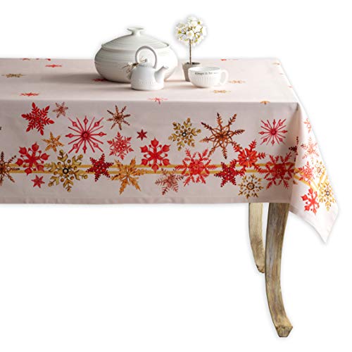 Maison d' Hermine Crystal Star 100% Baumwolle Tischdecke für Küche | Abendessen | Tischplatte | Dekoration Parteien | Hochzeiten | Thanksgiving/Weihnachten (Rechteck, 140 cm x 180 cm)