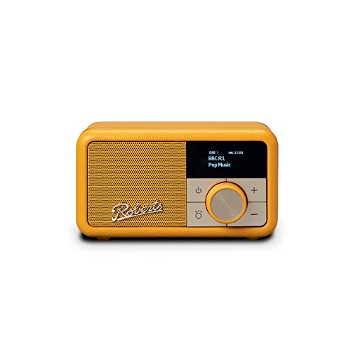 ROBERTS Radio Revival Petite Tragbares Radio mit Dab-FM, Bluetooth, 20 Stunden Laufzeit, AUX-Eingang, passiver Heizkörper, Streaming senfgelb