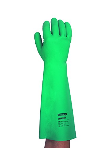 Kimberly Clark 25624 Jackson Safety G80 Nitril-Chemikalienschutzhandschuhe mit Langer Stulpe, Handspezifische Paare, 45 cm, Grün (12-er pack)