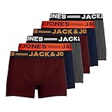 Herren Jack & Jones Set 3er Pack JACLICHFIELD Trunks Boxershorts Stretch Unterhose Basic Unterwäsche, Farben:Bordeaux, Größe:XL