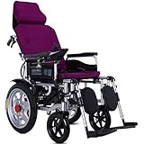 Hochleistungs-elektrischer Rollstuhl mit Kopfstütze, Falt- und Leichter tragbarer Kraftwagen, Sitzbreite 45 cm, Einstellbarer Rückenlehne und Pedalwinkel, 360 ° Joystick, für ältere Menschen