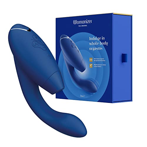 Womanizer Duo 2 Klitoris-Sauger für Frauen - Rabbit Vibrator Sextoy für Klitoris und G-Punkt Stimulation - Smart Silence - Druckwellenvibrator mit 14 Intensitätsstufen - Wasserdicht - Blaubeere