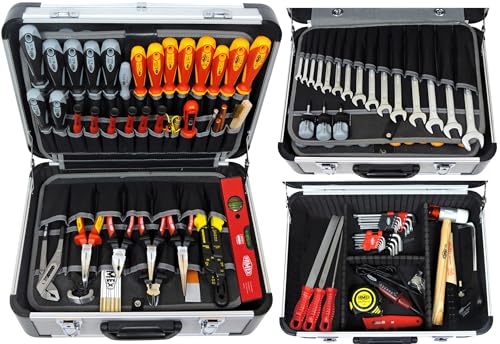 FAMEX 418-88 Profi Alu Werkzeugkoffer mit Top Werkzeug Set | Werkzeugkiste in Top Qualität | für den gewerblichen Einsatz