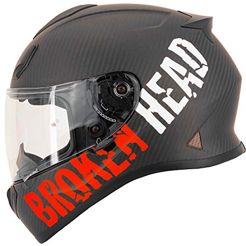 Broken Head BeProud Carbon Ltd. - Leichter Racing Motorradhelm & Integralhelm - Matt-Schwarz & Rot - S (55-56 cm)