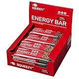 Squeezy Energy Bar (Kirsche + Koffein) 12er Pack - Kohlenhydratreicher Energieriegel - Fitness & Energie Booster für den Ausdauersport - Mit 50 mg Koffein pro Riegel