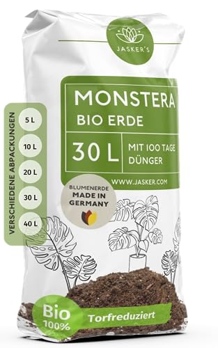 Monstera Erde 30 L - Aus 100% nachwachsenden Rohstoffen - Erde für Monstera Grünpflanzen - Grünpflanzenerde für Monstera Pflanzen